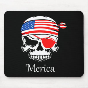 Pirate Skull Flag 4. Juli Unabhängigkeitstag Meric Mousepad