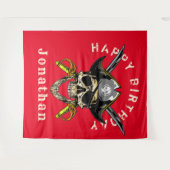 Pirate Skull Ghost Happy Birthday Hintergrund Wandteppich (Vorderseite (Horizontal))