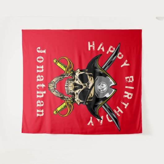 Pirate Skull Ghost Happy Birthday Hintergrund Wandteppich (Vorderseite (Horizontal))