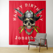 Pirate Skull Ghost Happy Birthday Hintergrund Wandteppich (Beispiel)
