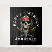 Pirate Skull Ghost Royal Happy Birthday Hintergrun Wandteppich (Vorderseite)