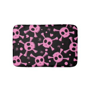 Pirate Skull: Girlish Hearts Pattern Badematte