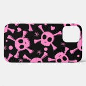 Pirate Skull: Girlish Hearts Pattern Case-Mate iPhone Hülle (Rückseite (Horizontal))