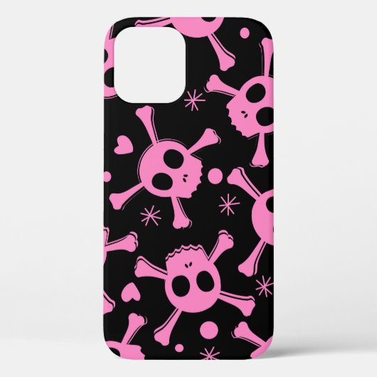 Pirate Skull: Girlish Hearts Pattern Case-Mate iPhone Hülle (Rückseite)