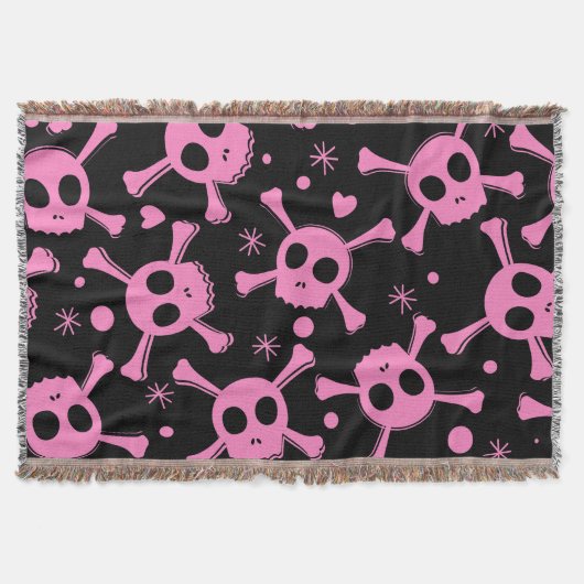 Pirate Skull: Girlish Hearts Pattern Decke (Vorderseite)