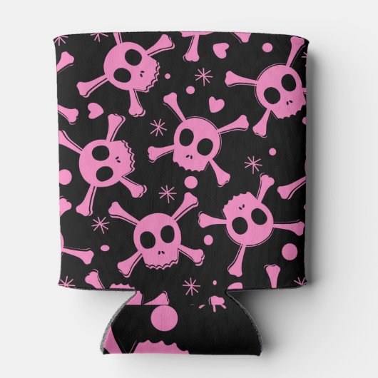 Pirate Skull: Girlish Hearts Pattern Dosenkühler (Rückseite)