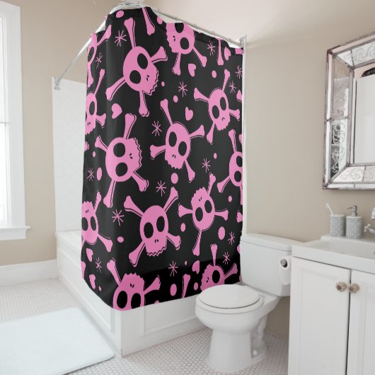Pirate Skull: Girlish Hearts Pattern Duschvorhang (Beispiel)