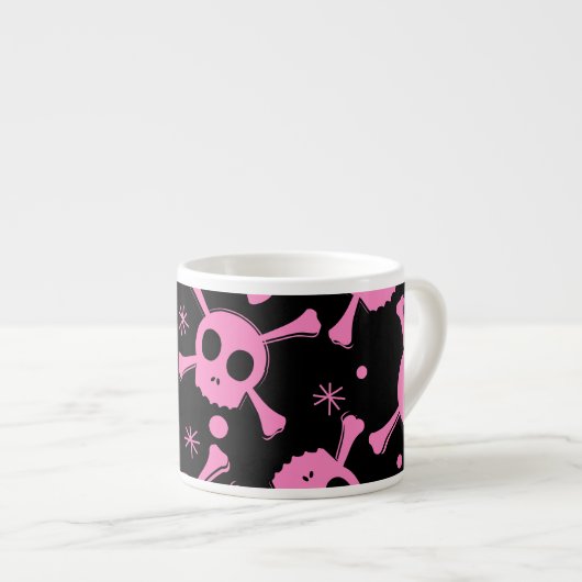 Pirate Skull: Girlish Hearts Pattern Espressotasse (Vorderseite Rechts)