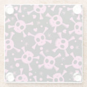 Pirate Skull: Girlish Hearts Pattern Glasuntersetzer (Rückseite)