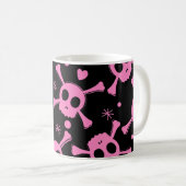 Pirate Skull: Girlish Hearts Pattern Kaffeetasse (VorderseiteRechts)