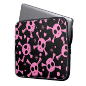 Pirate Skull: Girlish Hearts Pattern Laptopschutzhülle (Vorderseite Links)