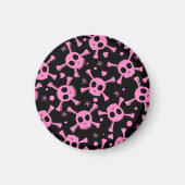 Pirate Skull: Girlish Hearts Pattern Magnet (Vorne)