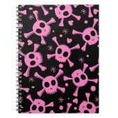 Pirate Skull: Girlish Hearts Pattern Notizblock (Vorderseite)
