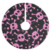 Pirate Skull: Girlish Hearts Pattern Polyester Weihnachtsbaumdecke (Vorderseite)