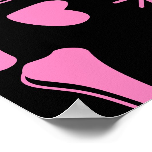 Pirate Skull: Girlish Hearts Pattern Poster (Ecke)