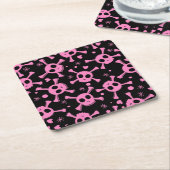 Pirate Skull: Girlish Hearts Pattern Rechteckiger Pappuntersetzer (angewinkelt)