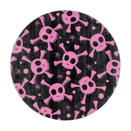 Pirate Skull: Girlish Hearts Pattern Schneidebrett (Vorderseite)