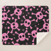 Pirate Skull: Girlish Hearts Pattern Sherpadecke (Vorderseite (Horizontal))