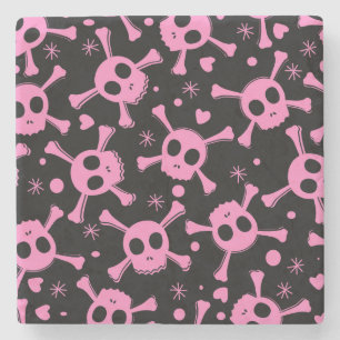Pirate Skull: Girlish Hearts Pattern Steinuntersetzer