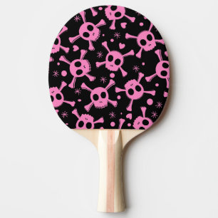 Pirate Skull: Girlish Hearts Pattern Tischtennis Schläger