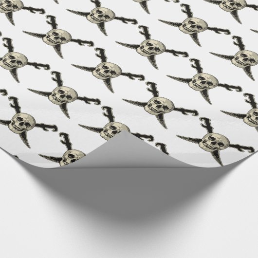 Pirate (Skull) - glänzendes Papier, 30" x 6' Geschenkpapier (Ecke)