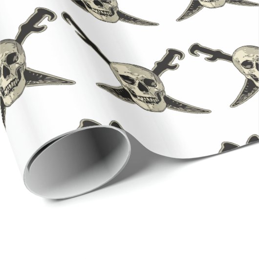 Pirate (Skull) - glänzendes Papier, 30" x 6' Geschenkpapier (Rolleneckpunkt)