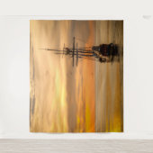 Pirate Skull Golden Ship Tapestry Wandteppich (Vorderseite)