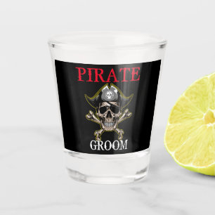 PIRATE SKULL GROOM CROSS BONES SCHWARZ SCHNAPSGLAS