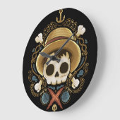 Pirate Skull Große Wanduhr (Winkel)