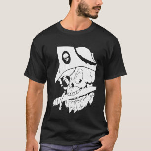 Pirate Skull Grunge Moderne Schwarze Kunst - Illus T-Shirt