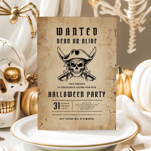 Pirate Skull Halloween-Party Einladung
