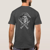 Pirate Skull in Schwarz und Weiß für Buffaneer T-Shirt (Rückseite)