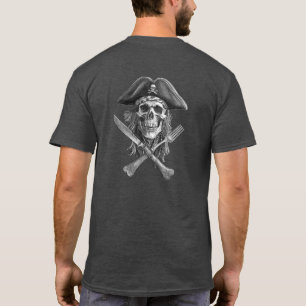 Pirate Skull in Schwarz und Weiß für Buffaneer T-Shirt