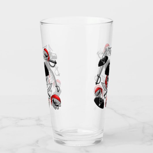 Pirate Skull mit Crossed Sabers Glas (Links)