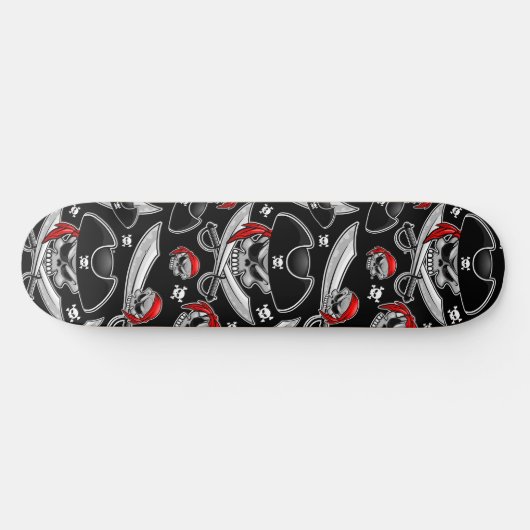 Pirate Skull mit Crossed Sabers Skateboard (Horizontal)