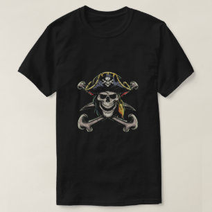 Pirate Skull mit grauem Gras T-Shirt