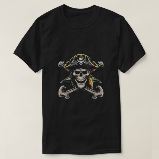 Pirate Skull mit grauem Gras T-Shirt (Design vorne)