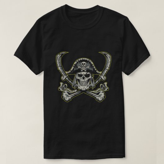 Pirate Skull mit grauem Gras T-Shirt (Design vorne)