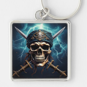 Pirate Skull mit Schwertern Schlüsselanhänger