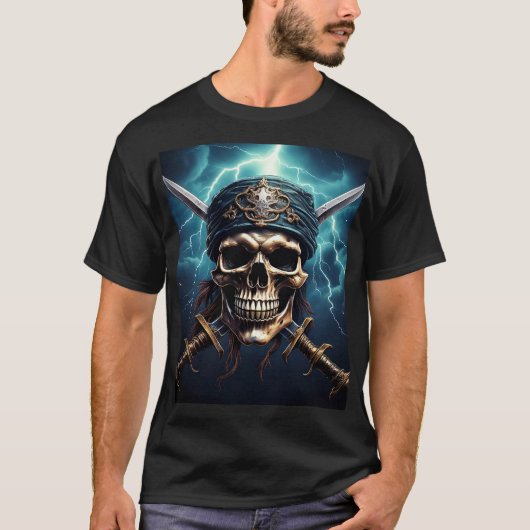 Pirate Skull mit Schwertern T - Shirt (Vorderseite)