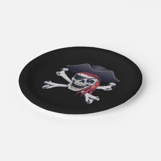 Pirate Skull Pappteller (Schrägansicht)