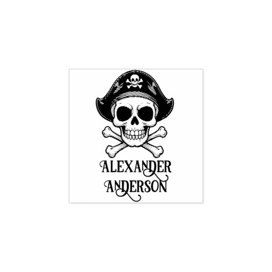 Pirate Skull Personalize Gummistempel (Prägung)