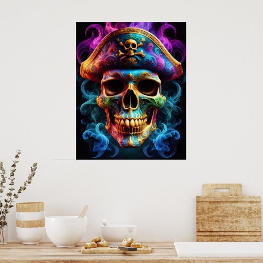 Pirate Skull Poster (Küche)