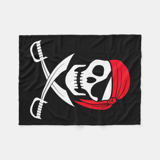 Pirate Skull Red Bandana Schwert Kostümgeschenk Fleecedecke (Vorderseite (Horizontal))