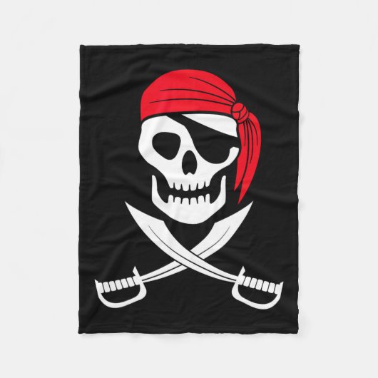 Pirate Skull Red Bandana Schwert Kostümgeschenk Fleecedecke (Vorderseite)