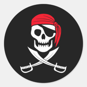 Pirate Skull Red Bandana Schwert Kostümgeschenk Runder Aufkleber