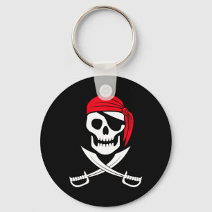 Pirate Skull Red Bandana Schwert Kostümgeschenk Schlüsselanhänger