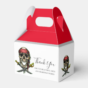 Pirate Skull Red Captain Favor Box Geschenkschachtel