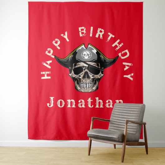 Pirate Skull Red Wandteppich (Beispiel)