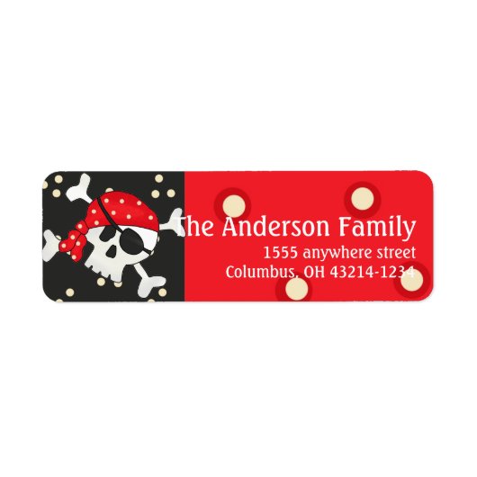 Pirate Skull Rücksendeadressen-Aufkleber (Vorne)